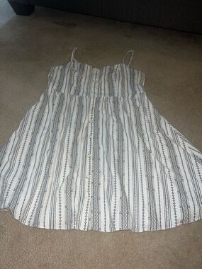 Old Navy White Dress with Black Stripe Print